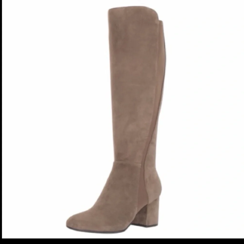 Easy Spirit Tall BIONTI Taupe Suede Knee Boots Classic Block Heel Size 8.5